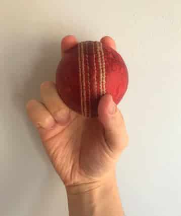 The correct grip for a fast bowler