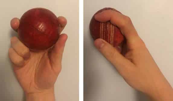 The correct grip for a spin bowler