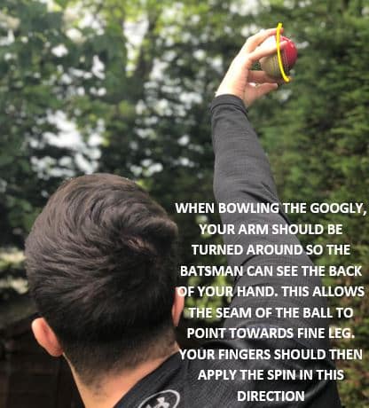 Photo showing how you can bowl the googly