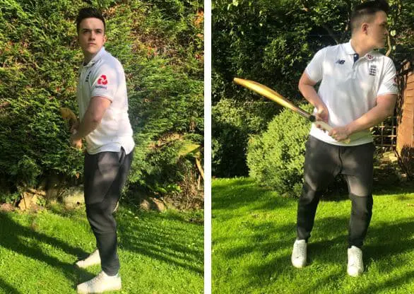 Photos Showing A typical cricket batting stance