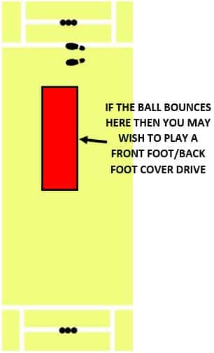 The zone the ball should land in if you're looking to play a cover drive
