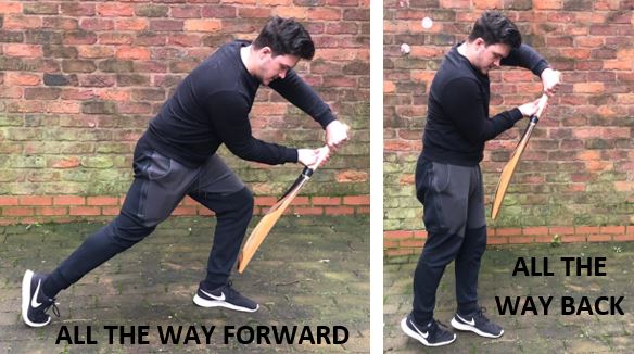 photo showing how to push all the way forwards or backwards when batting
