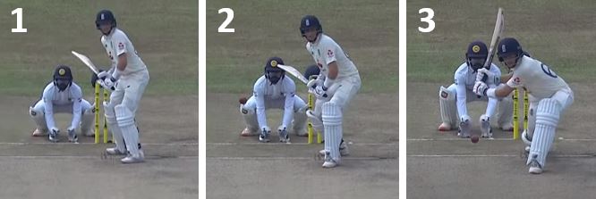 diagram showing Joe Root's setup at the crease and trigger movement