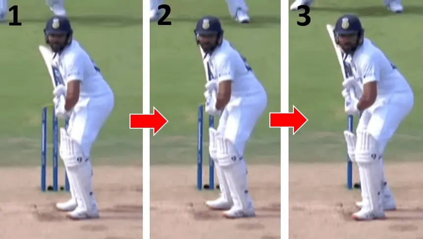 diagram showing Rohit Sharma's set up and trigger movement