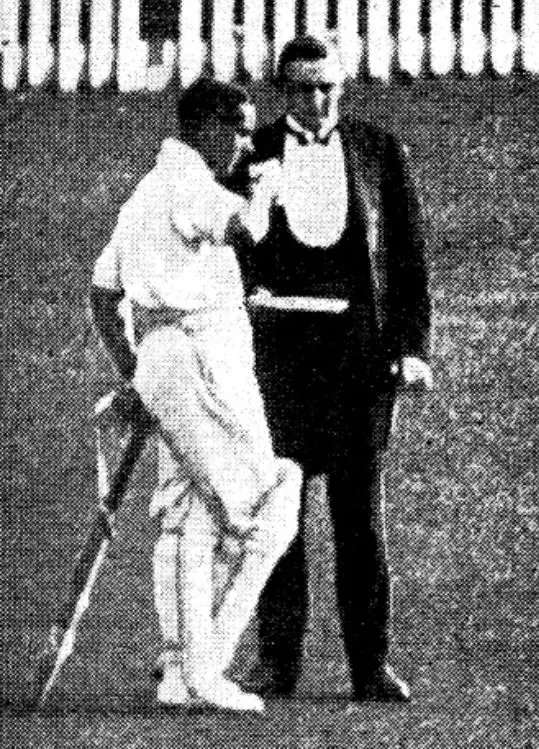 A batsman sipping champagne during an innings