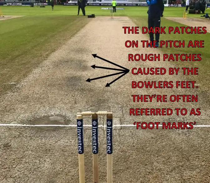 picture showing what rough areas on a cricket pitch look like